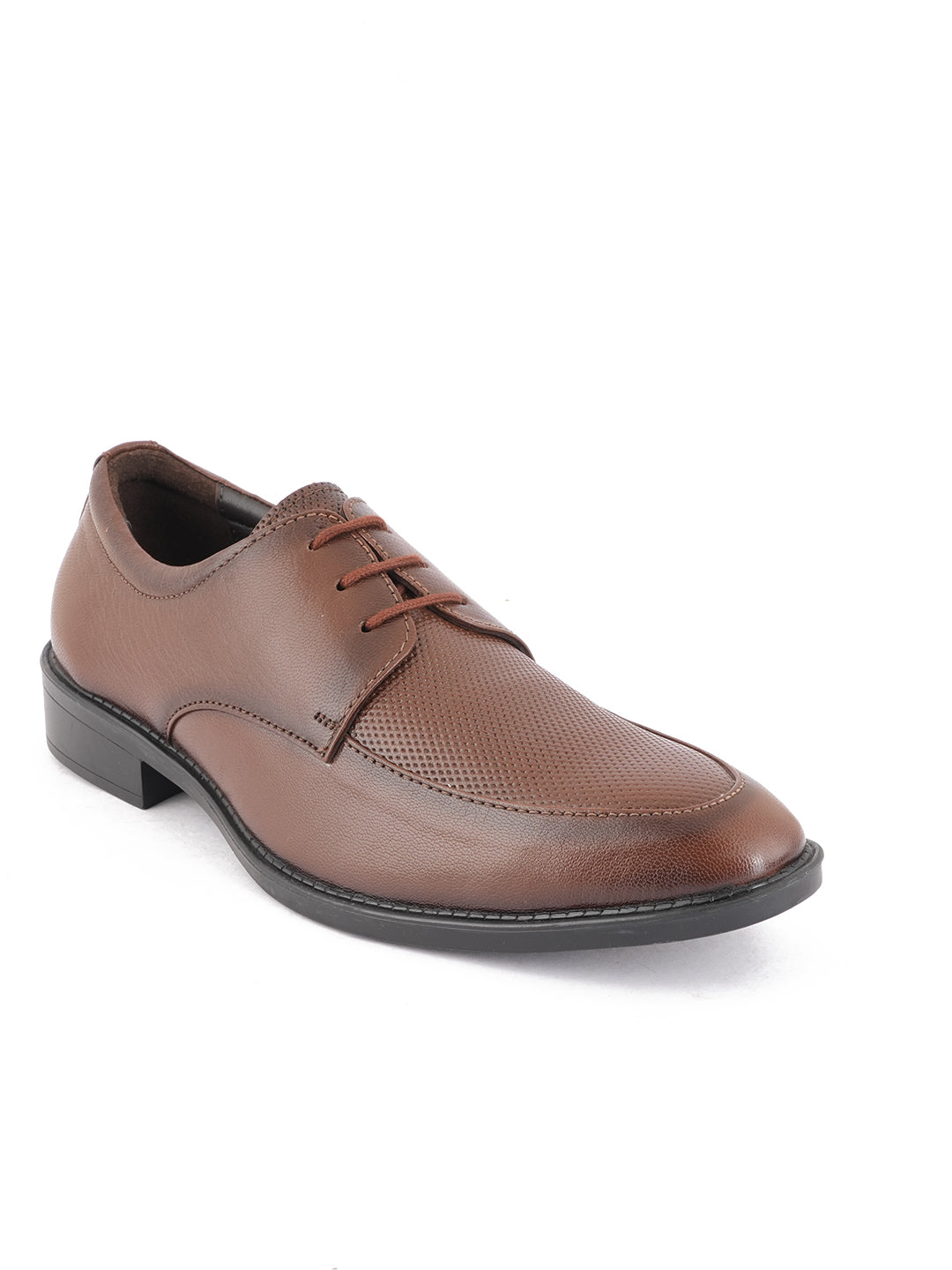 Tan Men Leather Formal Derby Shoes