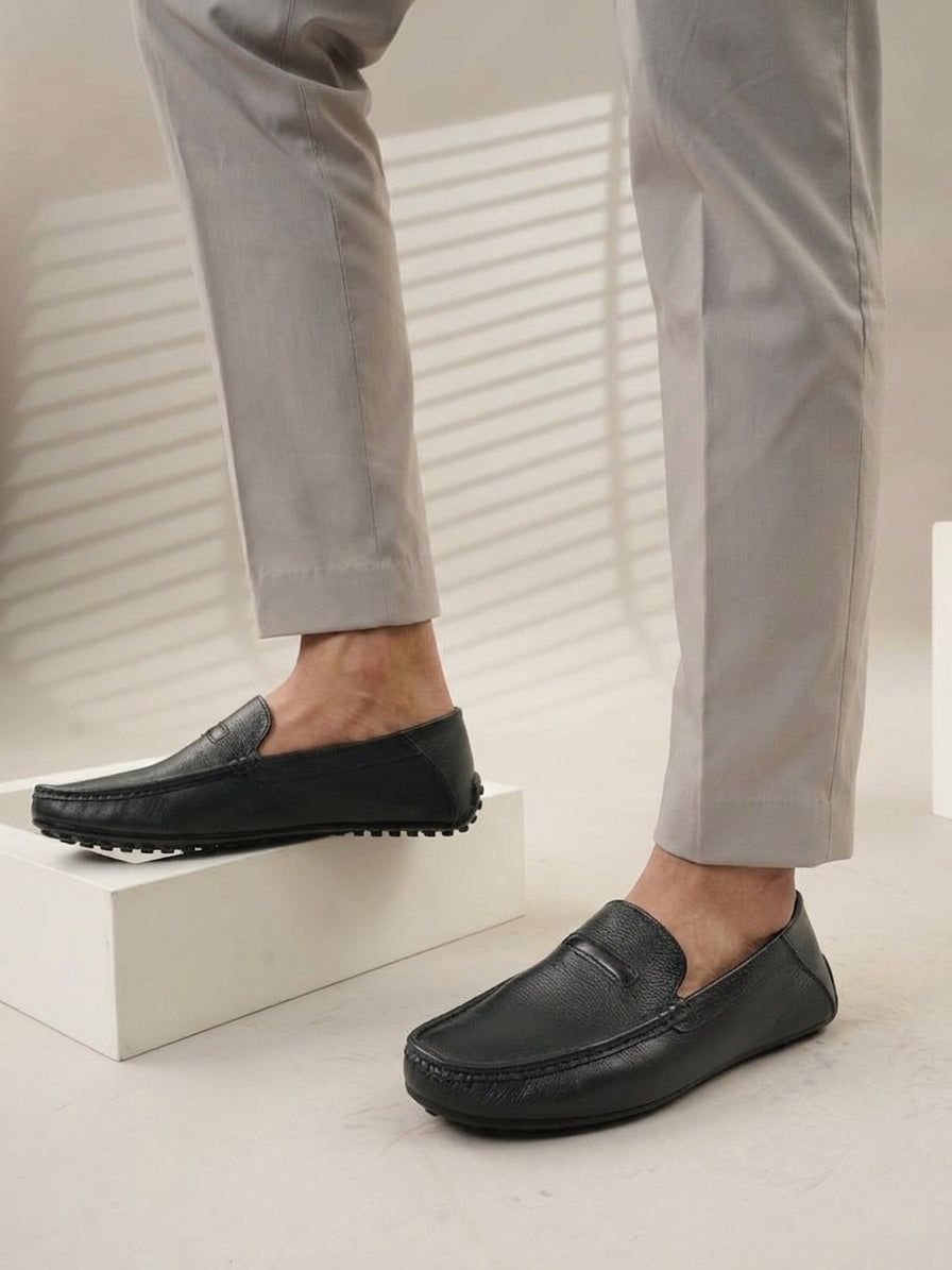 Men's Blue Leather Casual Loafers