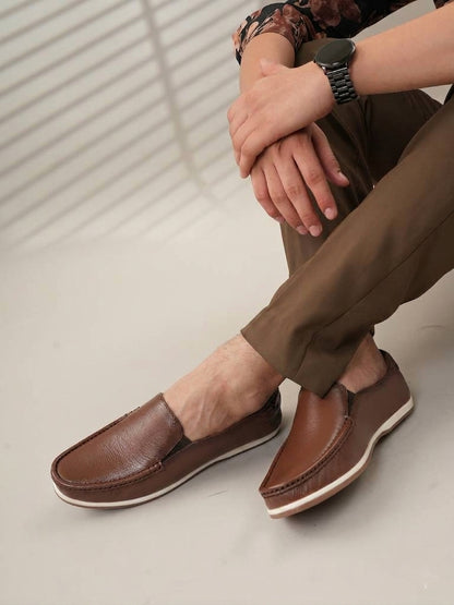 Men's Tan Leather Casual Loafers