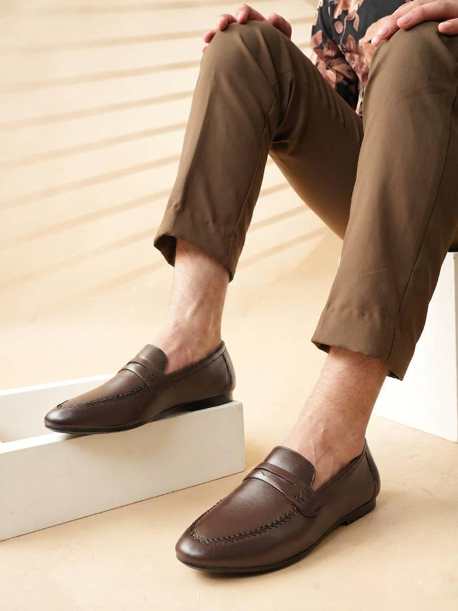 Style Shoes Delhi  Men's Brown Leather Casual Loafers
