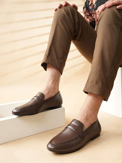 Style Shoes Delhi  Men's Brown Leather Casual Loafers