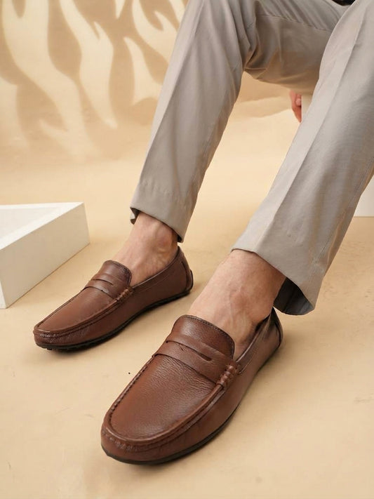 Men's Tan Leather Casual Loafers