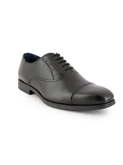 Black Lace Up Men Leather Formal Oxford Shoes