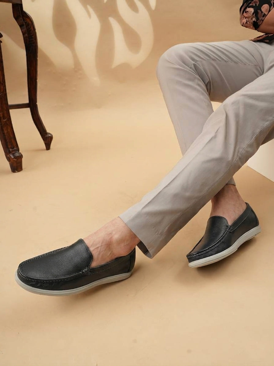 Men's Blue Leather Casual Loafers