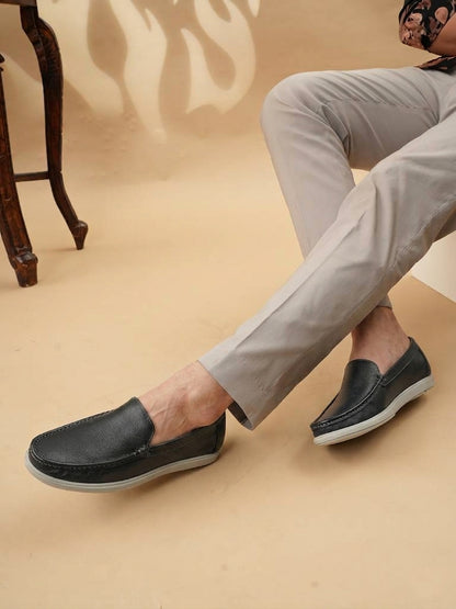 Men's Blue Leather Casual Loafers