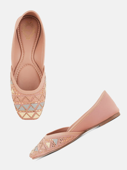 Style Shoes Designer Ethnic Embellished Square Toe Mojaris/Jutti For Women and Girls