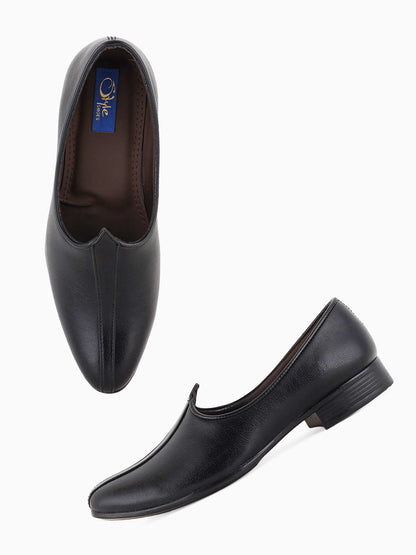 Men Black Textured Lightweight Comfort Insole Mojaris
