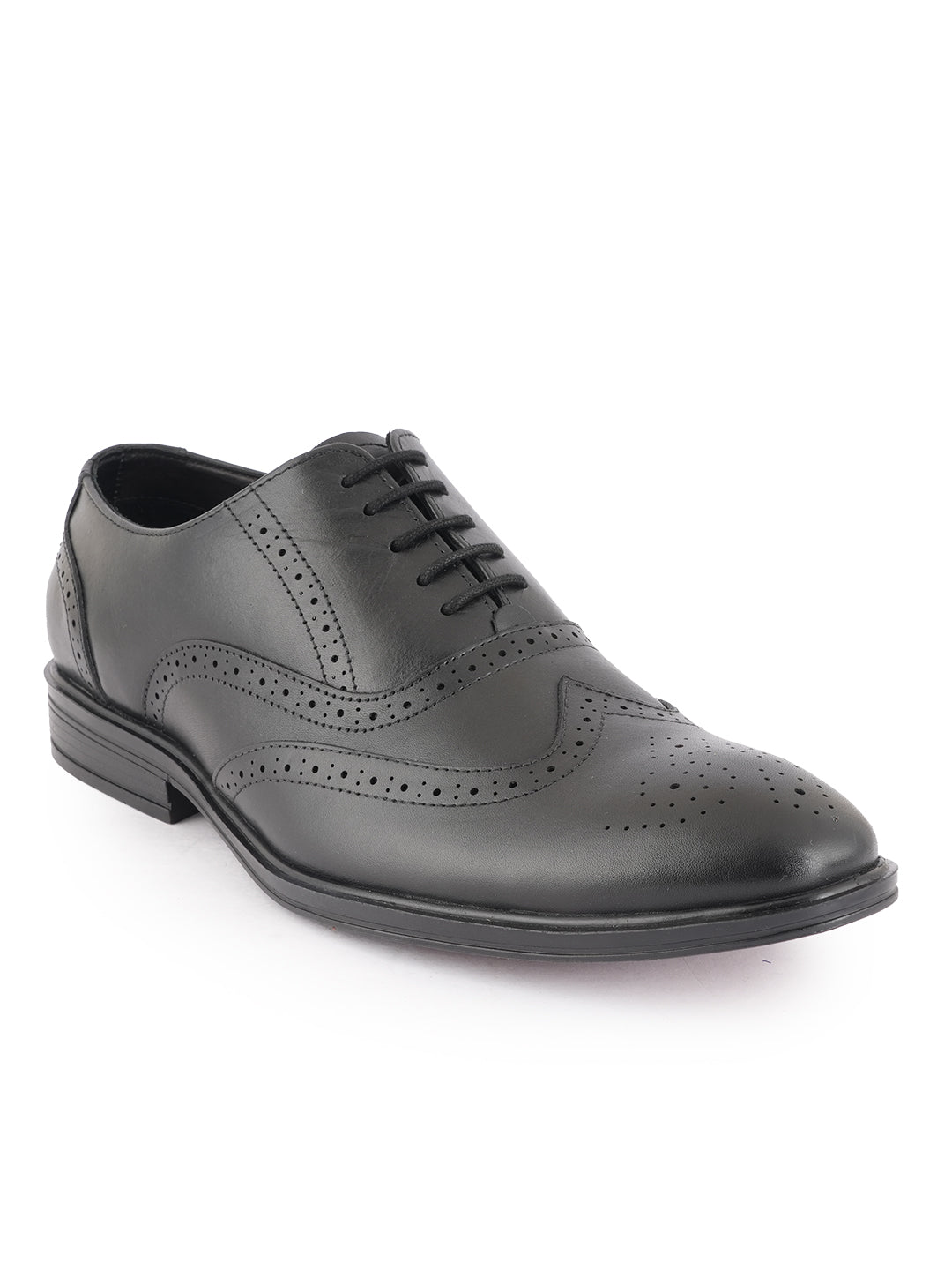 Black Lace Up Men Leather Formal Brogue Shoes