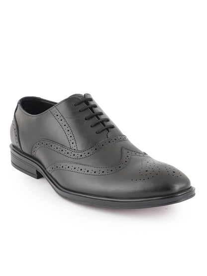 Black Lace Up Men Leather Formal Brogue Shoes