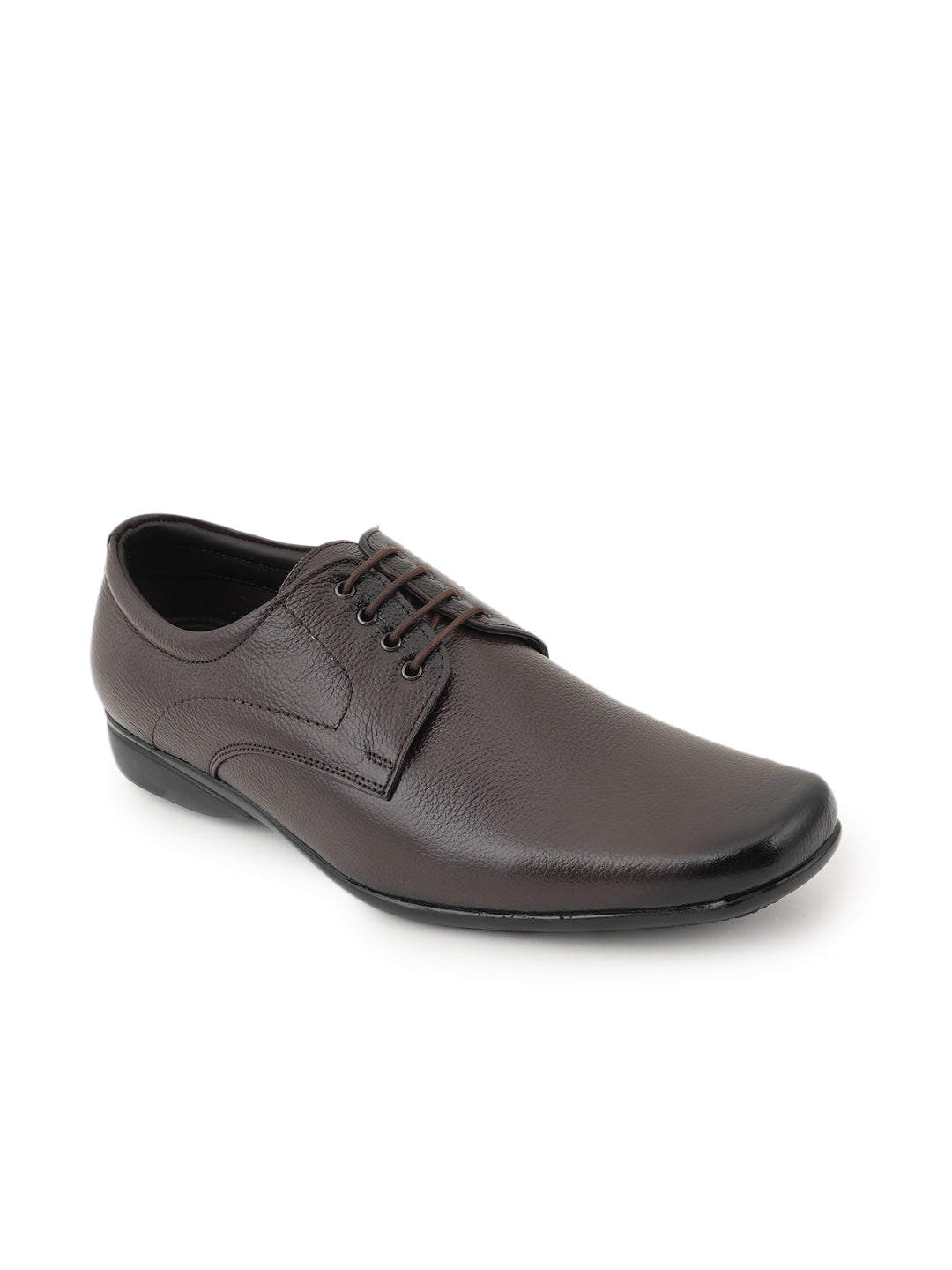 Brown Leather Formal Lace Up Derby Shoes for Men