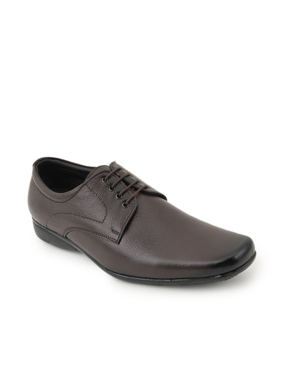 Brown Leather Formal Lace Up Derby Shoes for Men