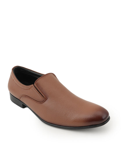 Tan Men Leather Formal Moccasin Shoes