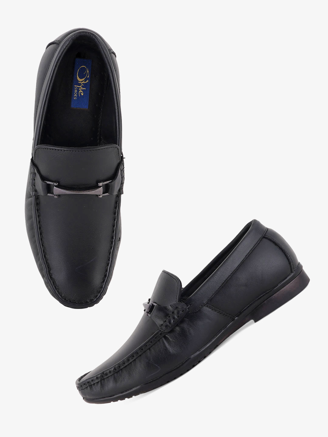 Men's Black Leather Casual Loafers