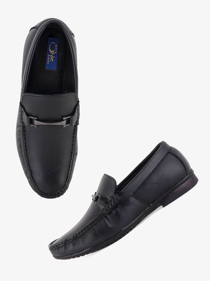 Men's Black Leather Casual Loafers