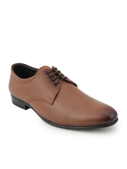 Tan Men Leather Formal Derby Shoes