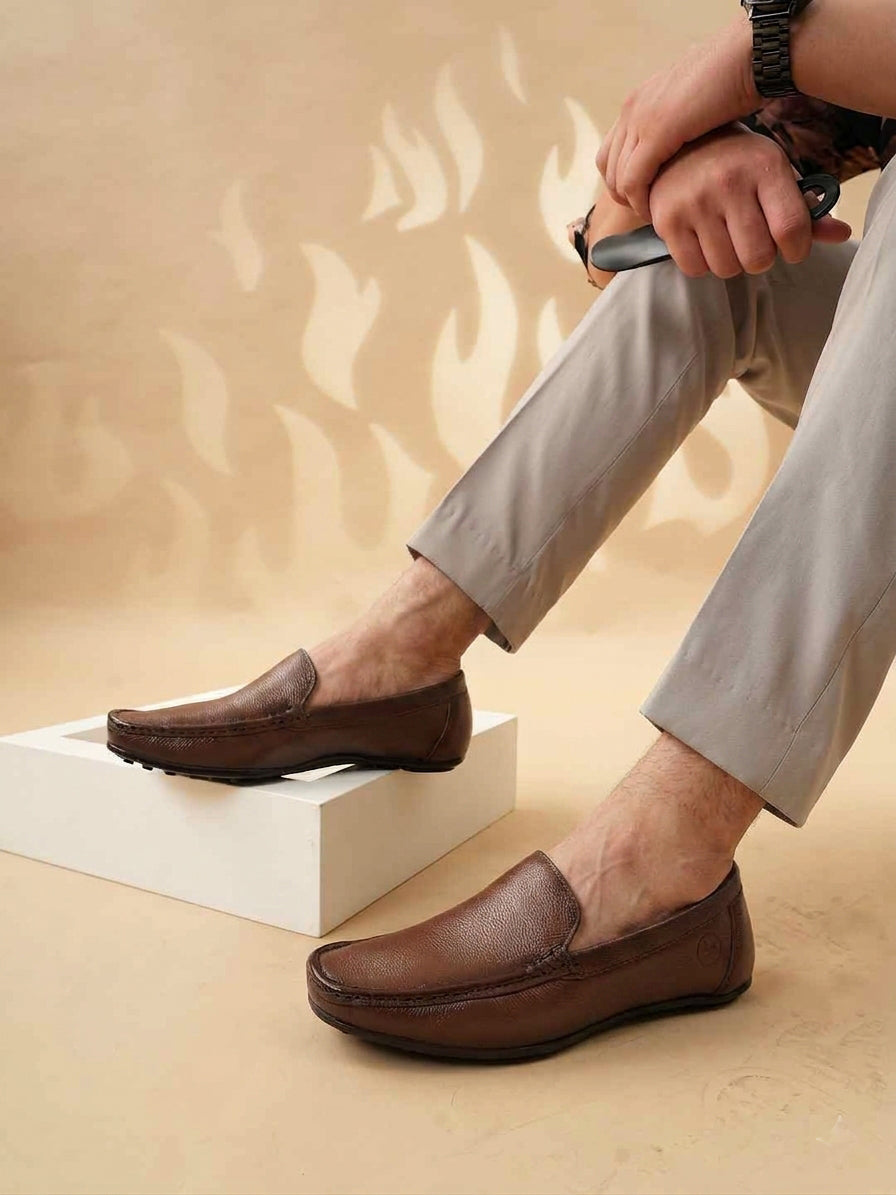 Men's Tan Leather Casual Loafers