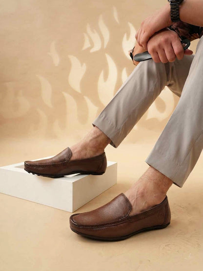 Men's Tan Leather Casual Loafers