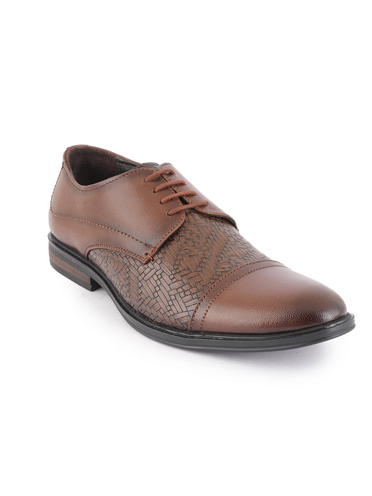 Tan Lace Up Men Leather Formal Oxford Shoes