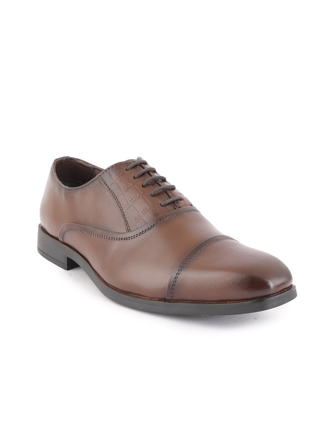 Brown Tan Lace Up Men Leather Formal Oxford Shoes