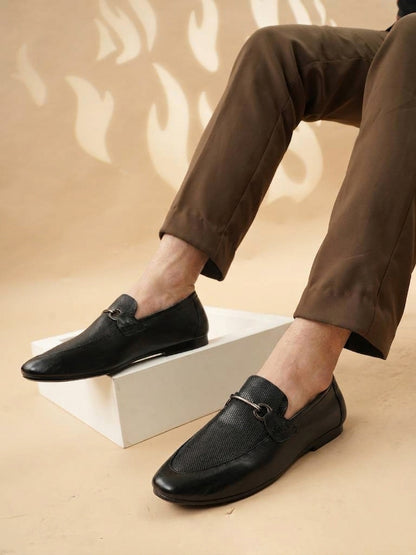 Style Shoes Delhi  Men's Black Leather Casual Loafers