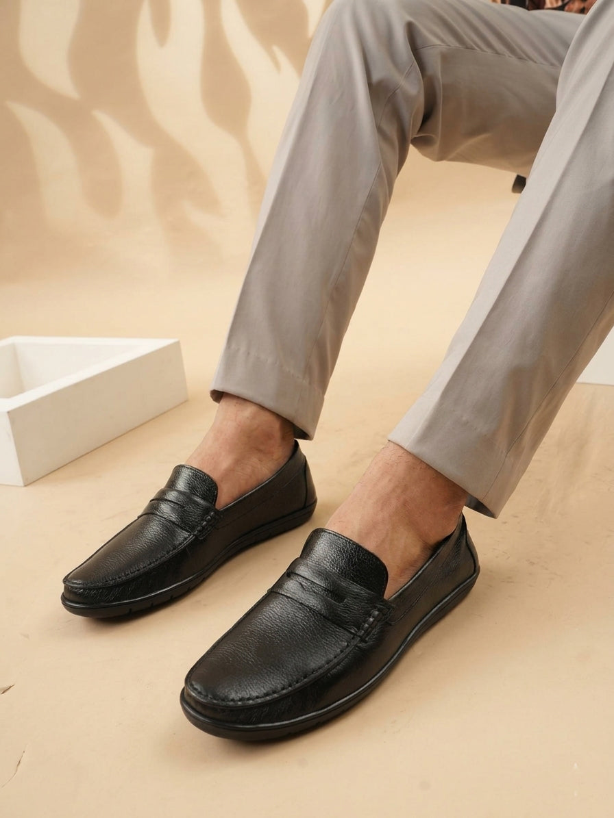 Men's Blue Leather Casual Loafers
