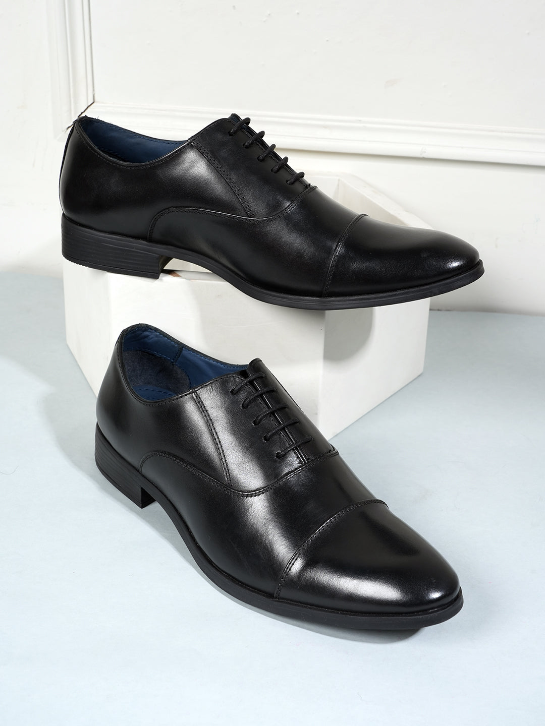 Black Lace Up Men Leather Formal Oxford Shoes