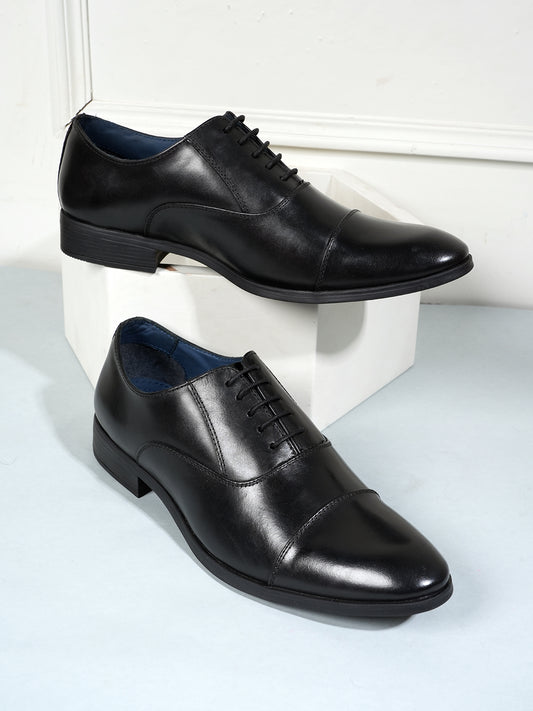 Black Lace Up Men Leather Formal Oxford Shoes
