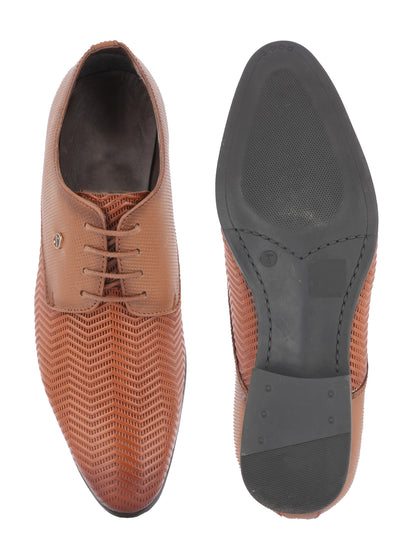 Tan Men Leather Formal Derby Shoes