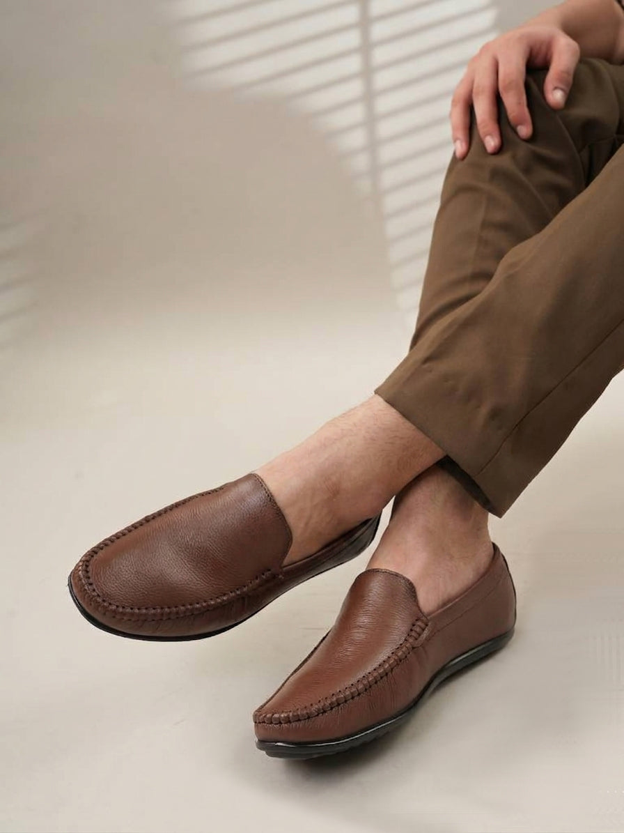 Men's Tan Leather Casual Loafers