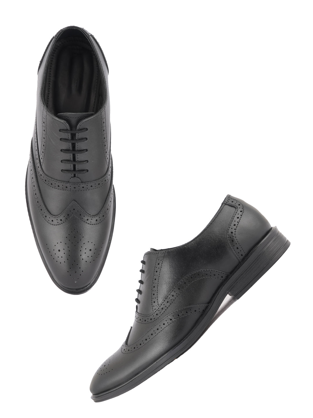 Black Lace Up Men Leather Formal Brogue Shoes
