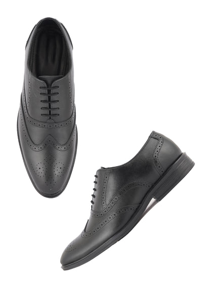 Black Lace Up Men Leather Formal Brogue Shoes