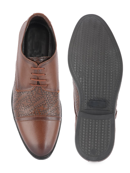 Tan Lace Up Men Leather Formal Oxford Shoes
