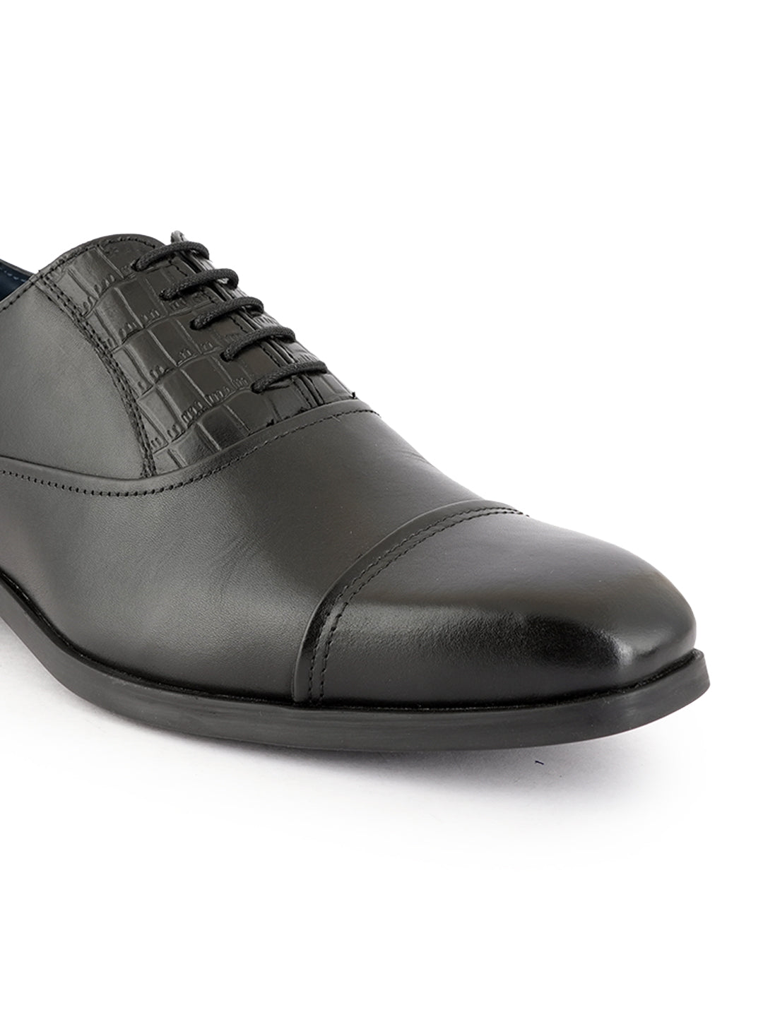 Black Lace Up Men Leather Formal Oxford Shoes