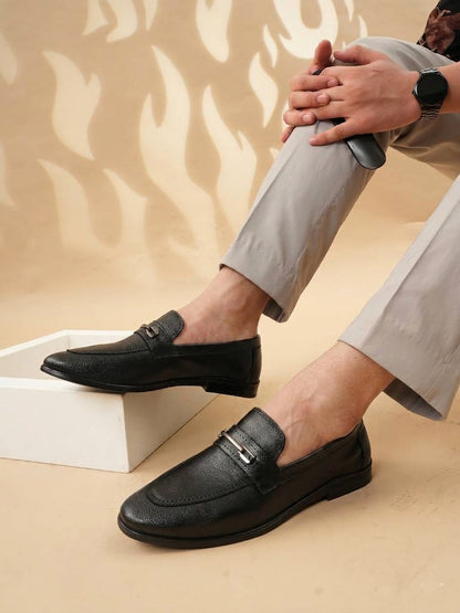 Men's Black Leather Casual Loafers