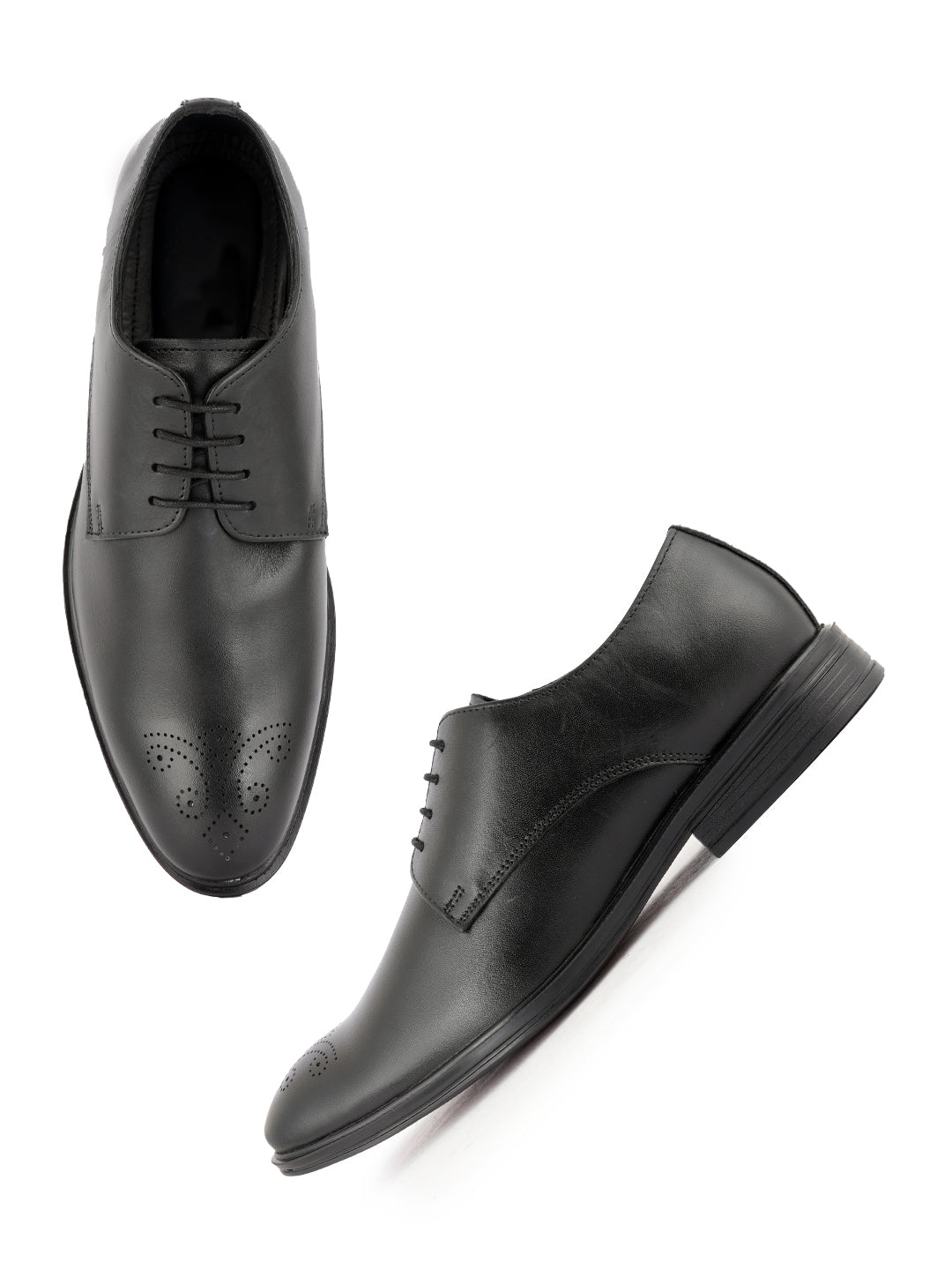 Black Men Leather Lace-Ups Formal Derby Shoes