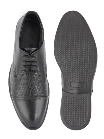 Black Lace Up Men Leather Formal Oxford Shoes