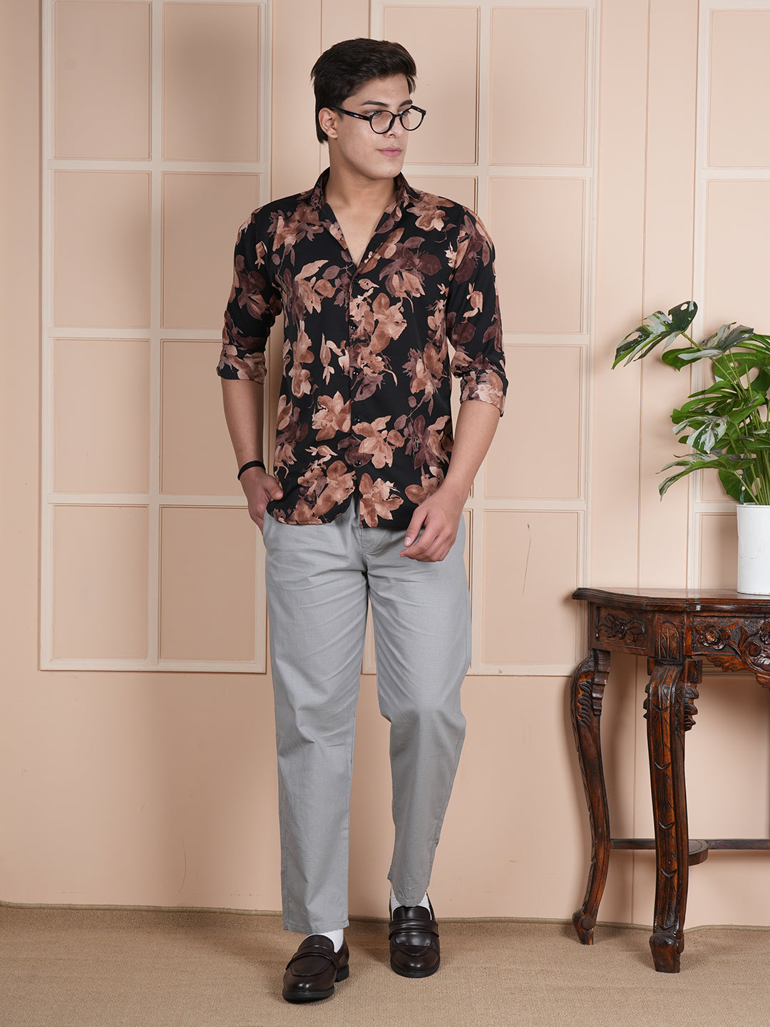 Men Relaxed Straight Leg Easy Wash Grey Linen Blend Trousers