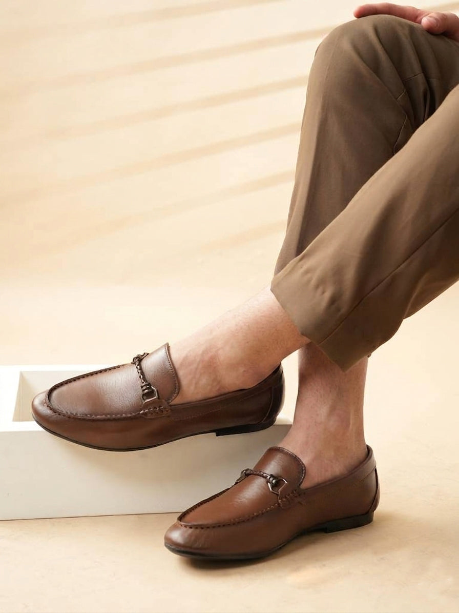 Men's Tan Leather Casual Loafers