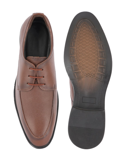 Tan Men Leather Formal Derby Shoes