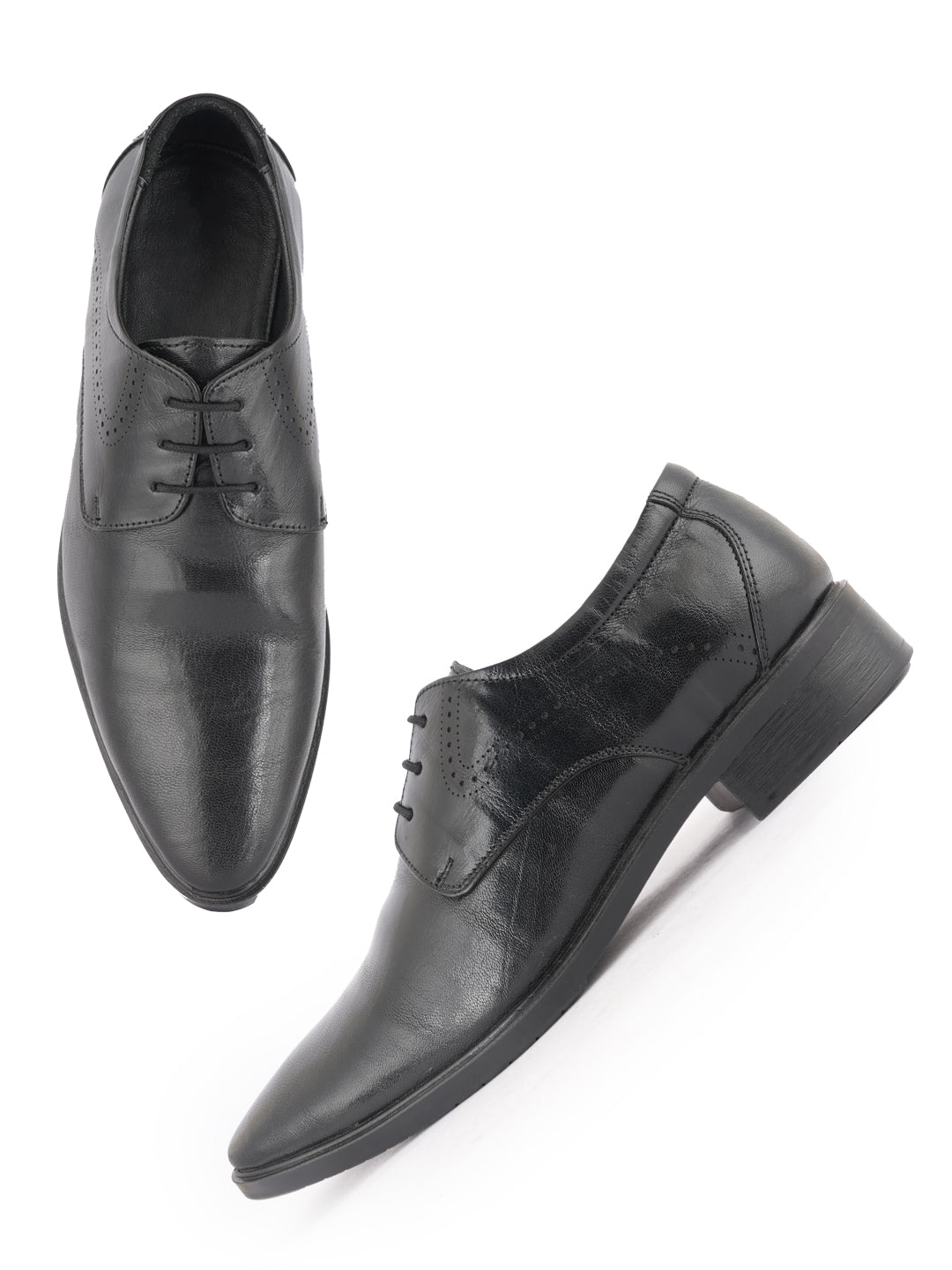 Black Men Leather Formal Derby Shoes
