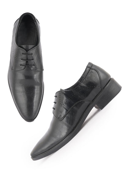 Black Men Leather Formal Derby Shoes