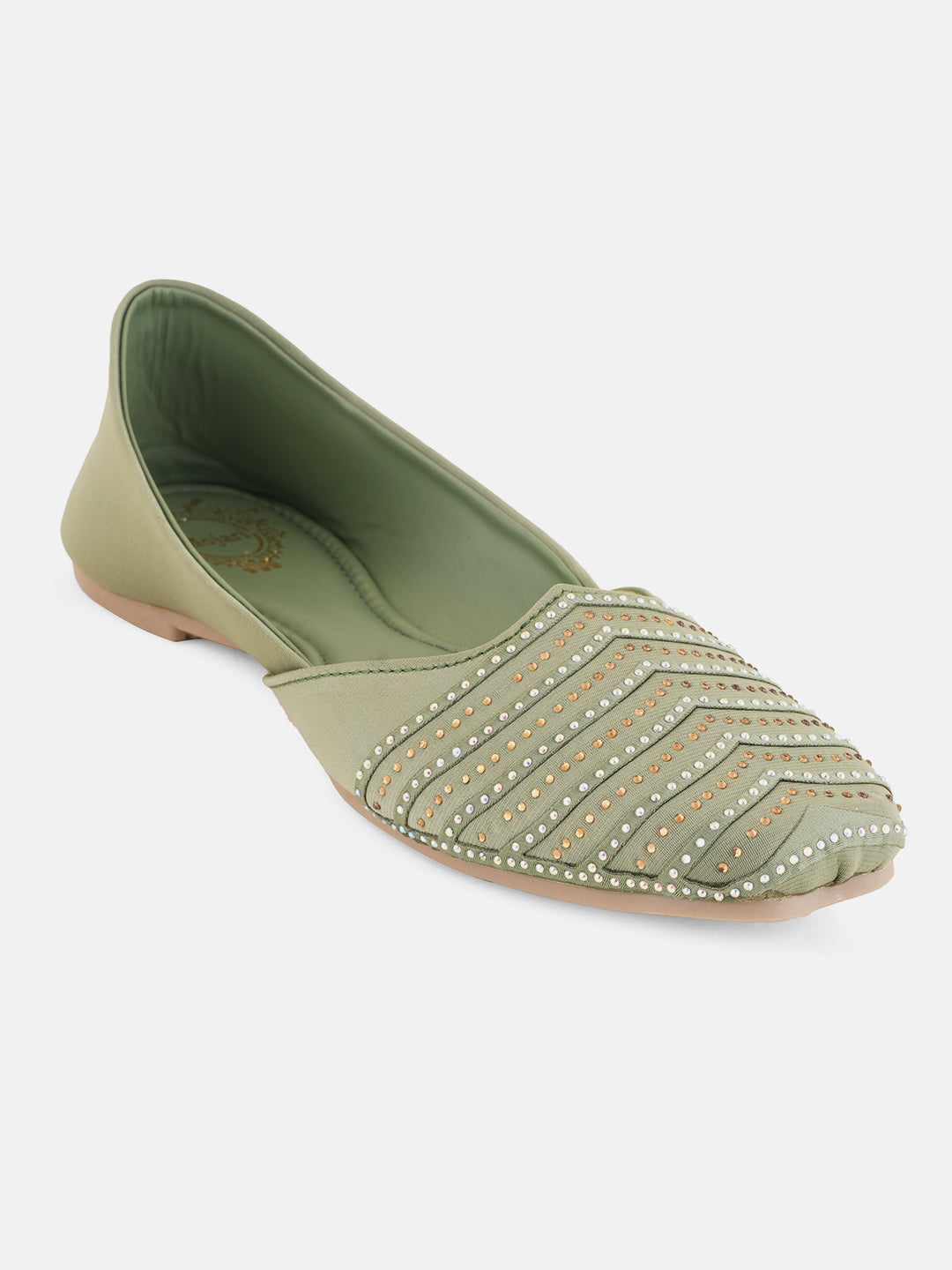Style Shoes Designer Ethnic Embellished Square Toe Mojaris/Jutti For Women and Girls