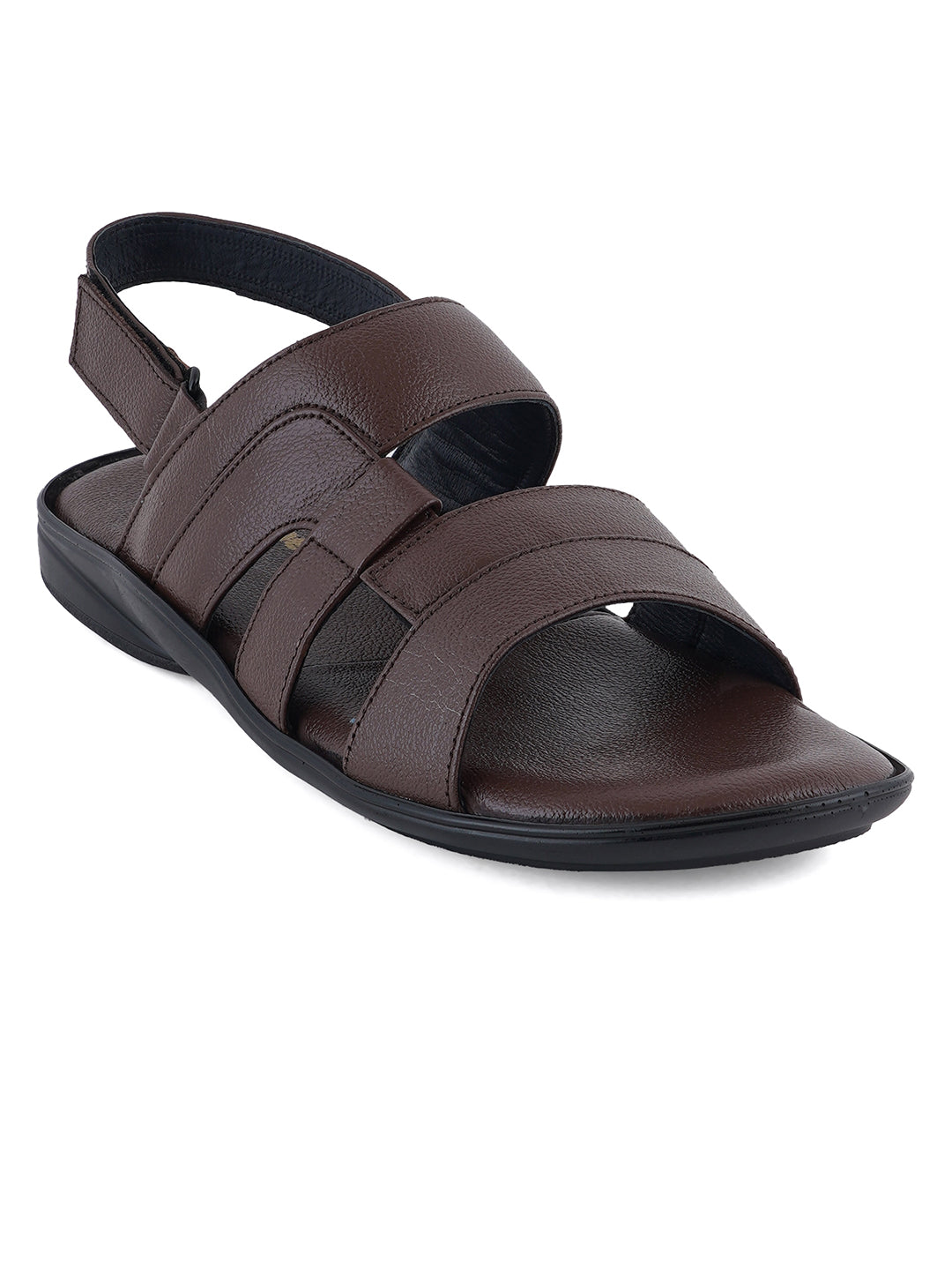 STYLE SHOES Brown Leather Sandals for Men