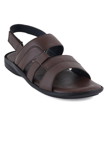 STYLE SHOES Brown Leather Sandals for Men