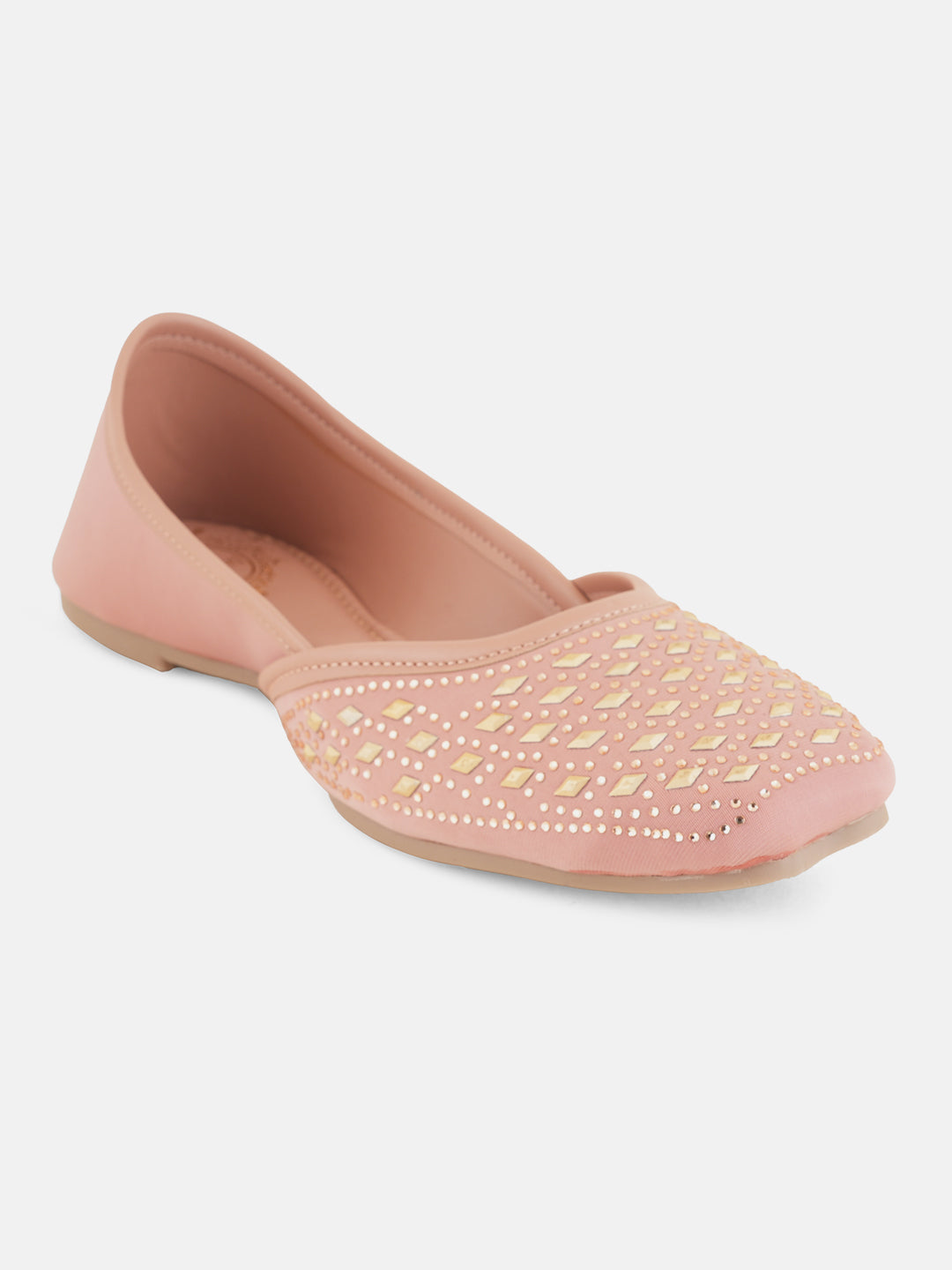 Style Shoes Designer Ethnic Embellished Square Toe Mojaris/Jutti For Women and Girls