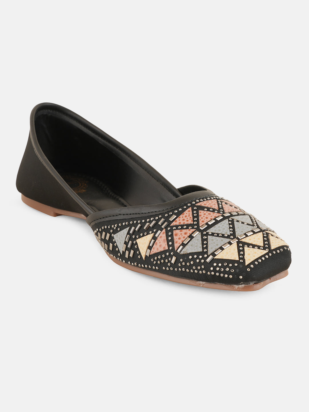 Style Shoes Designer Ethnic Embellished Square Toe Mojaris/Jutti For Women and Girls
