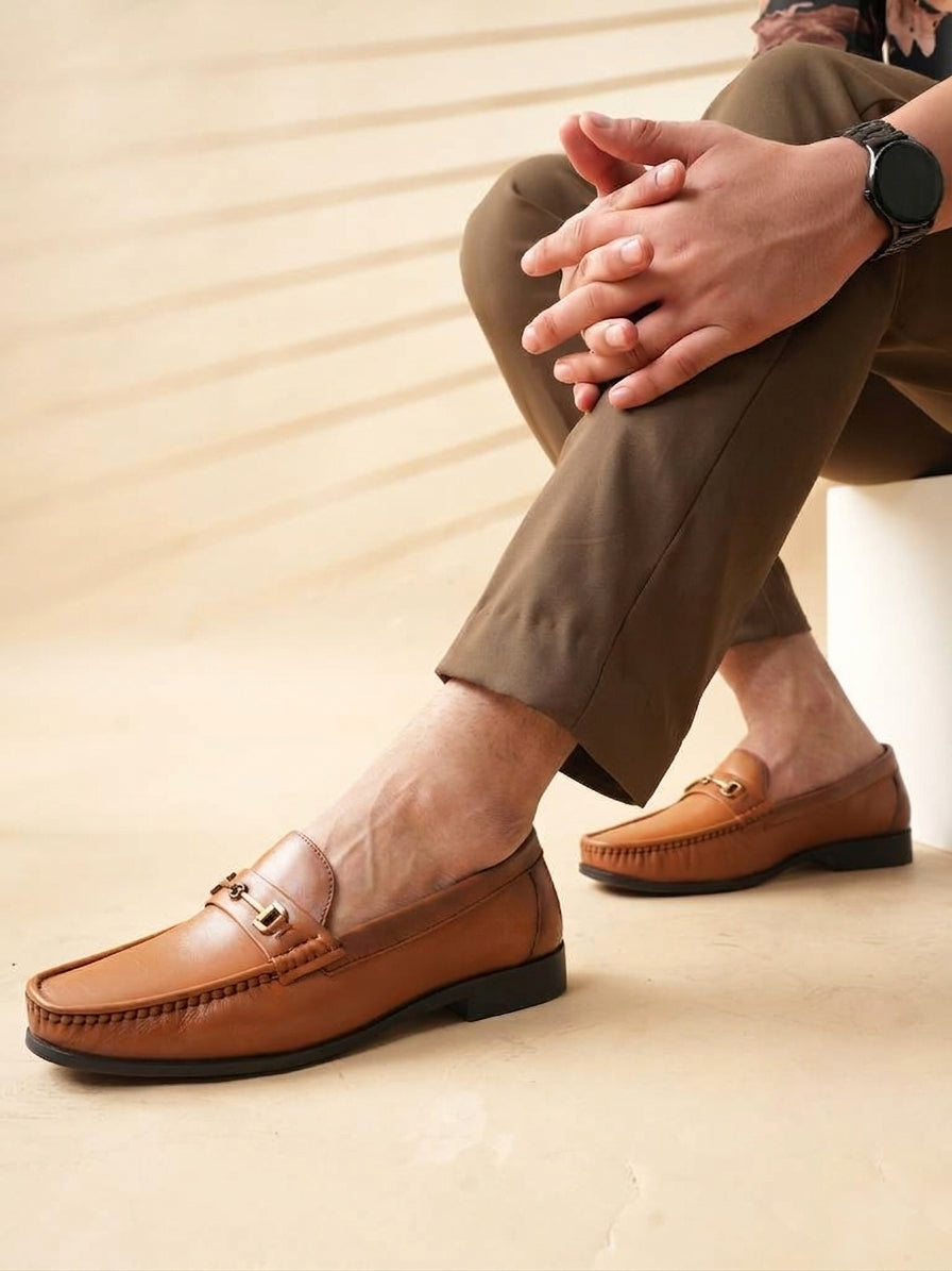 Men's Tan Leather Casual Loafers