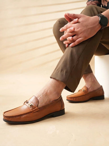 Men's Tan Leather Casual Loafers