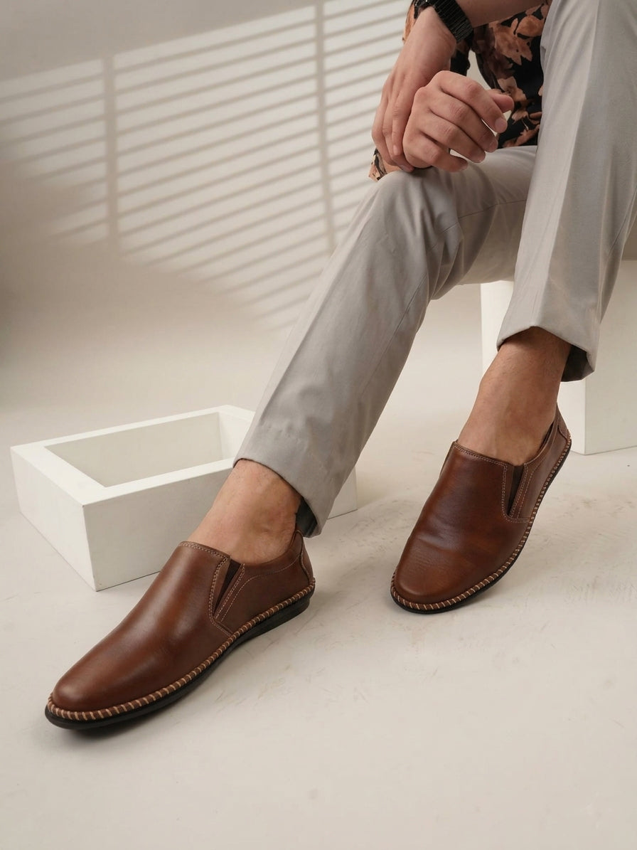 Men's Tan Casual Slip On Loafers
