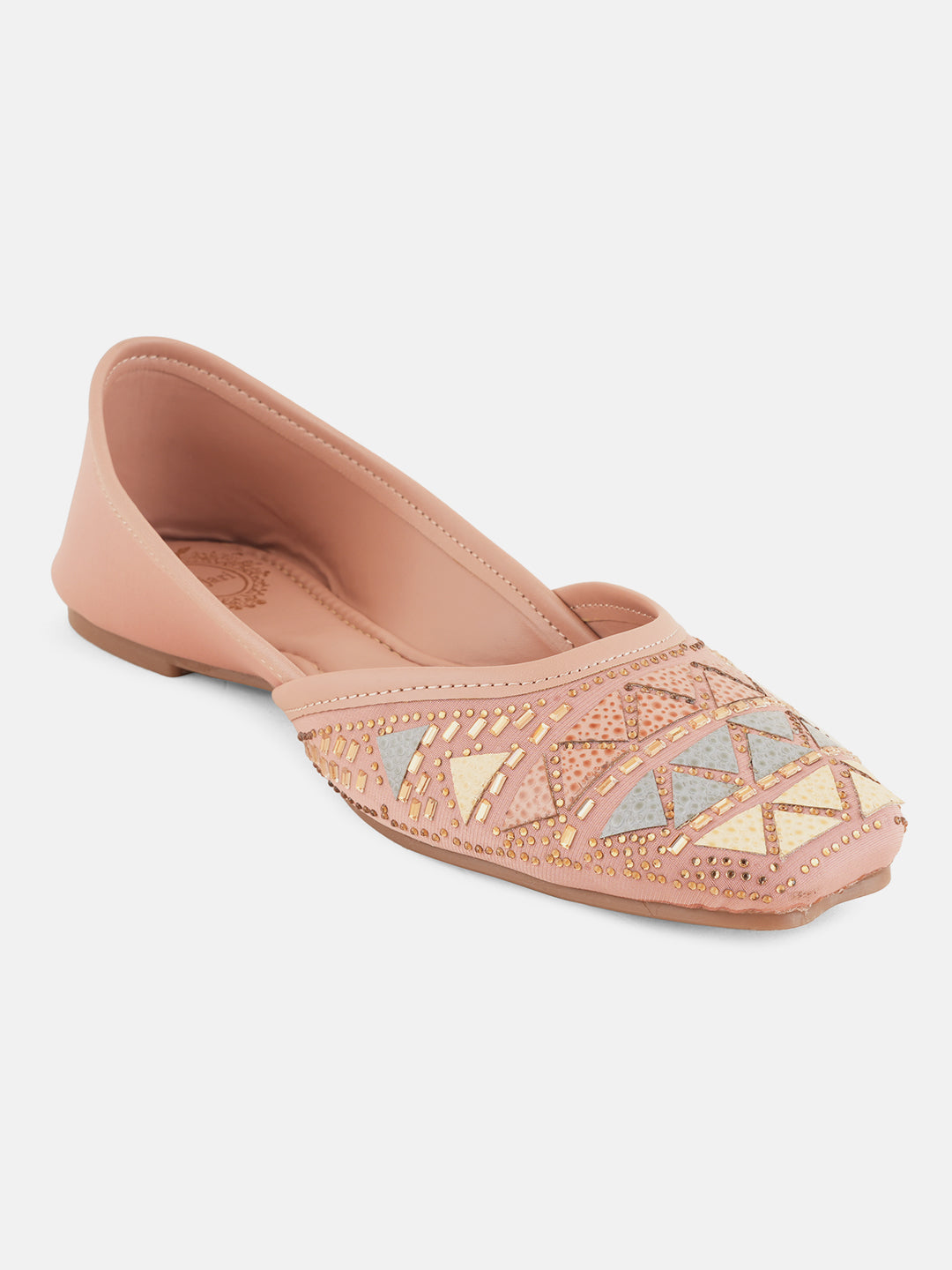 Style Shoes Designer Ethnic Embellished Square Toe Mojaris/Jutti For Women and Girls